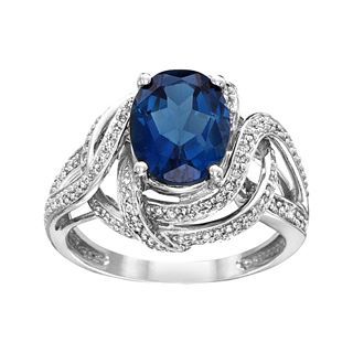 Closeout Genuine Blue Topaz & CT. T.W. Diamond Ring, Wg, Womens