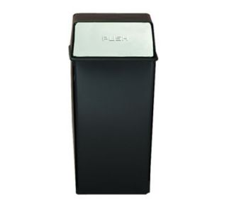 Witt Industries 36 Gallon Indoor Trash Can w/ Square Push Top, Black & Chrome Accent