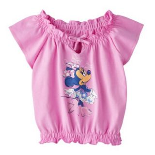 Disney Minnie Mouse Infant Toddler Girls Cap Sleeve Peasant Tee   Pink 2T