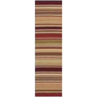 Safavieh Hand woven Striped Kilim Red Wool Rug (23 X 10)