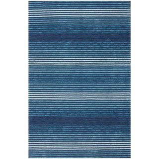 Nuloom Handmade Modern Lines Blue Cotton Rug (76 X 96) (IvoryPattern: AbstractTip: We recommend the use of a non skid pad to keep the rug in place on smooth surfaces.All rug sizes are approximate. Due to the difference of monitor colors, some rug colors m