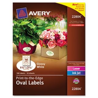 Avery Labels: Oval Easy Peel Labels, 1 1/2 x 2 1/2, White Glossy (22804)