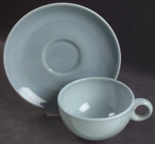 Iroquois Casual Blue Flat Cup & Saucer Set, Fine China Dinnerware   Russel Wrigh