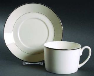 International Thomasville Cream Flat Cup & Saucer Set, Fine China Dinnerware   C