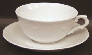 Vista Alegre Manueline White Flat Cup & Saucer Set, Fine China Dinnerware   All