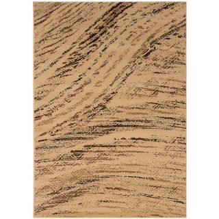Cream/ Brown Abstract Area Rug (79 X 99)