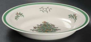 Spode Christmas Tree Green Trim Round Oven to Table Pie Plate, Fine China Dinner