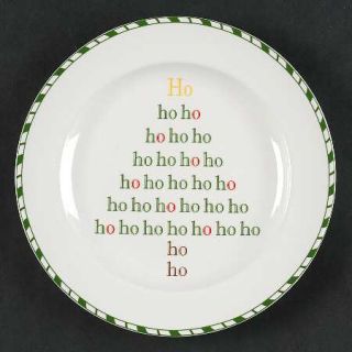 222 Fifth (PTS) Ho Ho Ho Christmas Salad Plate, Fine China Dinnerware   Green An