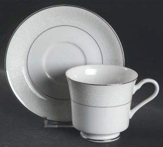 International Wakefield Footed Cup & Saucer Set, Fine China Dinnerware   White D