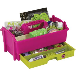Creative Options Crafters Caddy W/drawer 12.875x8x6.75 green/magenta