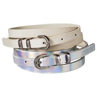 Mossimo Supply Co. Two Pack Skinny Belt   White/Holographic L