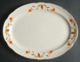 Hall Autumn Leaf 11 Oval Serving Platter, Fine China Dinnerware   Orange/Yellow