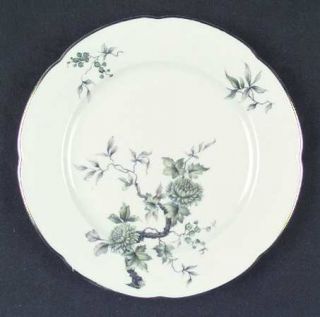 Royal Bayreuth Rob209 Salad Plate, Fine China Dinnerware   Green Flowers, Gray B