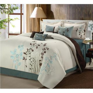 Chic Home Bliss Garden Embroidered Comforter Set Beige   21CK101X HE, King