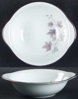 Noritake Harwood Lugged Cereal Bowl, Fine China Dinnerware   Tan, Gray Leaves, S