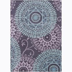 Bajrang Hand tufted Abstract Wool Rug (7x10) (Blue, purplePattern: AbstractTip: We recommend the use of a  non skid pad to keep the rug in place on smooth surfaces. All rug sizes are approximate. Due to the difference of monitor colors, some rug colors ma