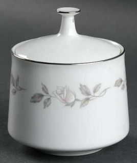 Noritake Lillian Sugar Bowl & Lid, Fine China Dinnerware   Pink/White Roses,Gray