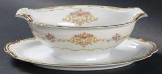 Noritake Maurice Gravy Boat with Attached Underplate, Fine China Dinnerware   Gr