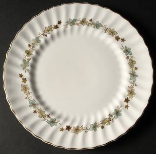 Royal Doulton Piedmont Dinner Plate, Fine China Dinnerware   Teal,Green&Gold Lea
