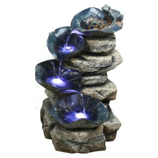 Alpine 4 Tier Rock Fountain with LED Lights Multicolor   WIN498