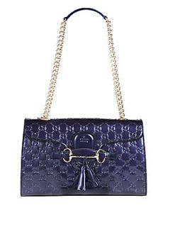 Emily Shine Guccissima Leather Chain Shoulder Bag   Azure