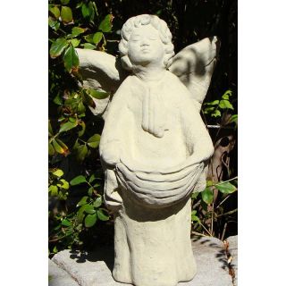Designer Stone Inc Vintage Angel Feeder Garden Statue   1308 A