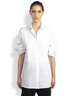 Haider Ackermann Asymmetrical Button Front Shirt   White
