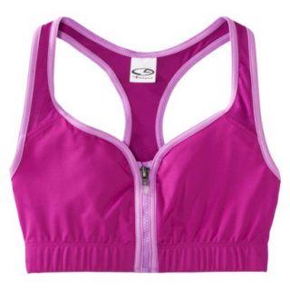C9 by Champion Womens Zip Compression Bra With Mesh   Pink XS