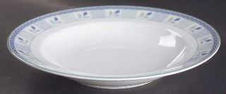 Oneida Gaiety Large Rim Soup Bowl, Fine China Dinnerware   Green And Blue Flower