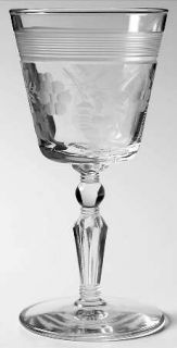 Rock Sharpe 3006 10 Wine Glass   Stem #3006, Cut Floral And Band On Bowl