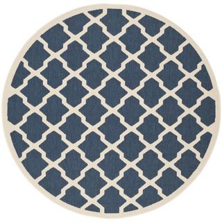 Safavieh Courtyard Navy/beige Indoo/outdoor Crisscross patterned Rug (67 Round)