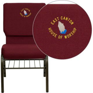 FlashFurniture Hercules Series 18.5 Personalized Church Chair with Book Rack