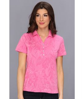 Caribbean Joe S/S Jacquard Polo Womens Short Sleeve Pullover (Pink)