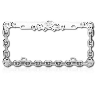 Basacc Carved Skull Chrome Metal License Plate Frame (Carved Skull Chain ChromeAll rights reserved. All trade names are registered trademarks of respective manufacturers listed.California PROPOSITION 65 WARNING: This product may contain one or more chemic