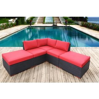 Andover 5 piece Corner Sectional Set (Dura fast redMaterials Wicker, aluminum, resin, olefin fabricFinish Multicolored brownCushions includedWeather resistantUV protectionAdjustable legs/back NoWheels NoUmbrella stand/base NoWeight capacity 250 poun