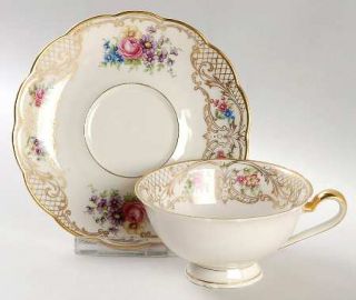 Royal Bayreuth Rosalie, The Footed Cup & Saucer Set, Fine China Dinnerware   Mul