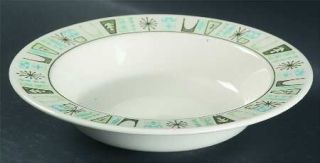 Taylor, Smith & T (TS&T) Cathay Rim Soup Bowl, Fine China Dinnerware   Green/Blu