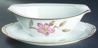 Noritake 5473 Gravy Boat with Attached Underplate, Fine China Dinnerware   Pink