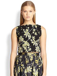Suno Floral Cropped Tank   Leaf Branches