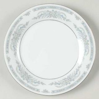 Crown Ming Diana Salad Plate, Fine China Dinnerware   Pastel Flowers, Blue Borde