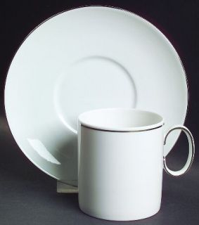 Thomas Platinum Band (Coupe) Flat Cup & Saucer Set, Fine China Dinnerware   Meda