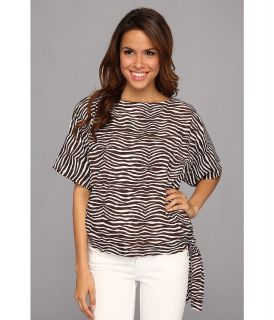 MICHAEL Michael Kors Roxy Zebra Sidetie Top Womens T Shirt (Brown)