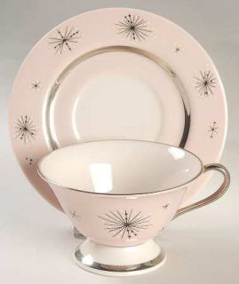 Fine Arts Romance Of The Stars Pink Footed Cup & Saucer Set, Fine China Dinnerwa