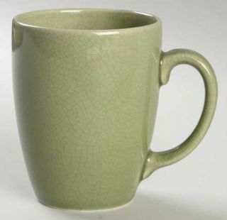 Pottery Barn Crackle Green Mug, Fine China Dinnerware   Solid Sage Green, Crackl