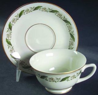 Royal Jackson Magnolia Footed Cup & Saucer Set, Fine China Dinnerware   3 White