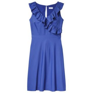 TEVOLIO Womens Taffeta V Neck Ruffle Dress   Athens Blue   6