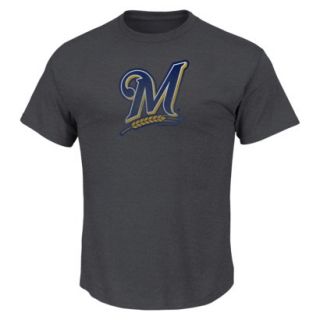 MLB Mens Milwaukee Brewers Crew Neck T Shirt   Grey (XXL)