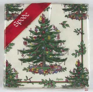 Spode Christmas Tree Green Trim Paper Cocktail Napkin Package, Fine China Dinner