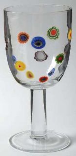 Unknown Crystal Unk9353 Water Goblet   Clear,Mille Fleur Design,Smooth Stem