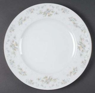 Noritake Patience Dinner Plate, Fine China Dinnerware   Blue,Tan Flowers,White S